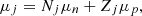 $$ \mu _{j}=N_j\mu _n+Z_j\mu _p, $$