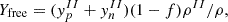 $$ Y_{\mathrm {free}}= (y_p^{II}+y_n^{II})(1-f)\rho ^{II}/\rho , $$