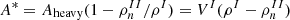 $ A^*=A_{\mathrm {heavy}}(1-\rho _n^{II}/\rho ^I) = V^I(\rho ^I-\rho _n^{II}) $