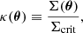 $$ \kappa (\boldsymbol {\theta })\equiv \frac {\Sigma (\boldsymbol {\theta })}{\Sigma _{\mathrm {crit}}}, $$