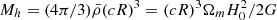 $ M_h=(4\pi /3){\bar {\rho }}(cR)^3=(cR)^3\Omega _{m}H_0^2/2 G $
