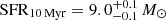 $ {\mathrm {SFR}}_{10\,{\mathrm {Myr}}} = 9.0^{+0.1}_{-0.1}\,M_{\odot } $