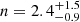 $ n = 2.4^{+1.5}_{-0.9} $