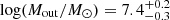 $ \mathrm {log}(M_{\mathrm {out}}/M_\odot ) = 7.4^{+0.2}_{-0.3} $