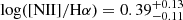 $ \mathrm {log([NII]/H\alpha )} = 0.39^{+0.13}_{-0.11} $