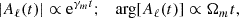 $$ \begin{aligned} |A_\ell (t)| \propto {\mathrm{e} }^{{\gamma _{{m }}} t}; \quad \arg [A_\ell (t)] \propto {\Omega _{{m }}} t , \end{aligned} $$