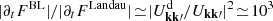 $ {|{\partial}_{t} F^{\mathrm{BL}}|/|{\partial}_{t} F^{\mathrm{Landau}} | \!\simeq\! |U^{{\mathrm{d}}}_{{\mathbf{k}}{\mathbf{k}}\prime} / U_{{\mathbf{k}}{\mathbf{k}}\prime}|^2 \!\simeq\! 10^3 } $