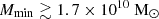 $ {M_{\mathrm{min}}} \gtrsim 1.7\times 10^{10} ~{{\mathrm{M}}_{\odot}} $
