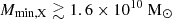 $ {M_{\mathrm{min,X}}} \gtrsim 1.6\times 10^{10} ~{{\mathrm{M}}_{\odot}} $