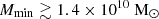 $ {M_{\mathrm{min}}} \gtrsim 1.4\times 10^{10} ~{{\mathrm{M}}_{\odot}} $