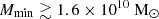 $ {M_{\mathrm{min}}} \gtrsim 1.6\times 10^{10} ~{{\mathrm{M}}_{\odot}} $