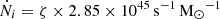 $ \dot N_i=\zeta\times 2.85\times 10^{45}\,\mathrm{s^{-1}}\,{{\mathrm{M}}_{\odot}}^{-1} $