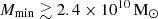 $ {M_{\mathrm{min}}} \gtrsim 2.4\times 10^{10}\,{{\mathrm{M}}_{\odot}} $