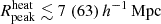 $ {R^{\mathrm{heat}}_{\mathrm{peak}}} \lesssim 7 ~(63)\,{h^{-1}\,\mathrm{Mpc}} $