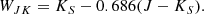 $$ \begin{aligned} W_{JK} = K_{S} - 0.686(J-K_{S}). \end{aligned} $$