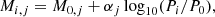 $$ \begin{aligned} M_{i,j}=M_{0,j} + \alpha _j \log _{10}(P_i/P_0) ,\end{aligned} $$