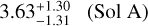 $3.63_{ - 1.31}^{ + 1.30}\quad ({\rm{Sol}}\,{\rm{A}})$