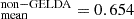 Mathematical equation: $ {}_{\mathrm {mean}}^{\mathrm {non-GELDA}} = 0.654 $