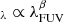 Mathematical equation: $ {}_{\lambda } \propto \lambda ^\beta _{{\mathrm {FUV}}} $