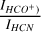 $\frac{I_{HCO^{+})}}{I_{HCN}}$