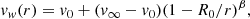 $$ \begin{aligned} v_{w}(r) = v_0 + (v_\infty - v_0)(1-R_0/r)^\beta , \end{aligned} $$