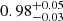 $ 0.98^{+0.05}_{-0.03} $