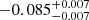 $ -0.085^{+0.007}_{-0.007} $