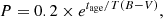 $$ P = 0.2 \times e^{t_{\mathrm {age}}/T(B-V)}, $$