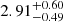 $ 2.91^{+0.60}_{-0.49} $