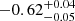 $ -0.62^{+0.04}_{-0.05} $