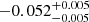 $ -0.052^{+0.005}_{-0.005} $