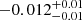 $ -0.012^{+0.01}_{-0.01} $