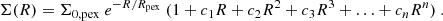 $$ \begin{aligned} \Sigma (R) = \Sigma _{\rm 0,pex}\ e^{-R/R_{\rm pex}}\ (1 + c_1 R + c_2 R^2 + c_3 R^3 +\ldots + c_n R^n)\ . \end{aligned} $$