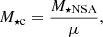 $$ M_{\star {\mathrm {c}}}=\frac {M_{\star {\mathrm {NSA}}}}{\mu } , $$
