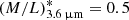 $ (M/L)_{3.6\,\upmu {\mathrm {m}}}^{*} = 0.5 $