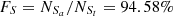 $ F_{S} = N_{S_{a}} / N_{S_{t}} = 94.58{\%} $