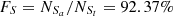$ F_{S} = N_{S_{a}} / N_{S_{t}} = 92.37{\%} $
