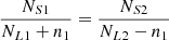 $$ \frac {N_{S1}}{N_{L1} + n_{1}} = \frac {N_{S2}}{N_{L2} - n_{1}} $$