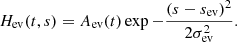 $$ \begin{aligned} H_{\mathrm{ev} }(t, s) = A_{\mathrm{ev} }(t)\exp {-\frac{(s - s_{\rm ev})^2}{2\sigma _{\mathrm{ev} }^2}}. \end{aligned} $$