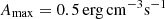 $ A_{\mathrm{max}} = {0.5}\,\mathrm{erg}\,\mathrm{cm}^{-3}\mathrm{s}^{-1} $