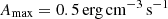 $ A_{\mathrm{max}} = {0.5}\,\mathrm{erg}\,\mathrm{cm}^{-3}\,\mathrm{s}^{-1} $