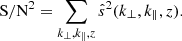 $$ {\mathrm {S/N}}^2=\sum _{k_\perp ,k_\parallel ,z}{\hat {s}}^2(k_\perp ,k_\parallel ,z). $$