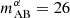 $ m^\alpha _{\mathrm {AB}} = 26 $