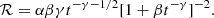 $$ {\cal {{R}}}=\alpha \beta \gamma t^{-\gamma -1/2}[1+\beta t^{-\gamma }]^{-2}. $$