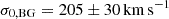$ \sigma_{0, \rm BG}= 205 \pm 30\,\mathrm{km\,s}^{-1} $
