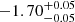 $ -1.70^{+0.05}_{-0.05 } $