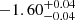 $ -1.60^{+0.04}_{-0.04 } $