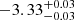 $ -3.33^{+0.03}_{-0.03 } $