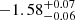 $ -1.58 ^{+ 0.07 }_{- 0.06 } $