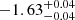$ -1.63^{+0.04}_{-0.04 } $